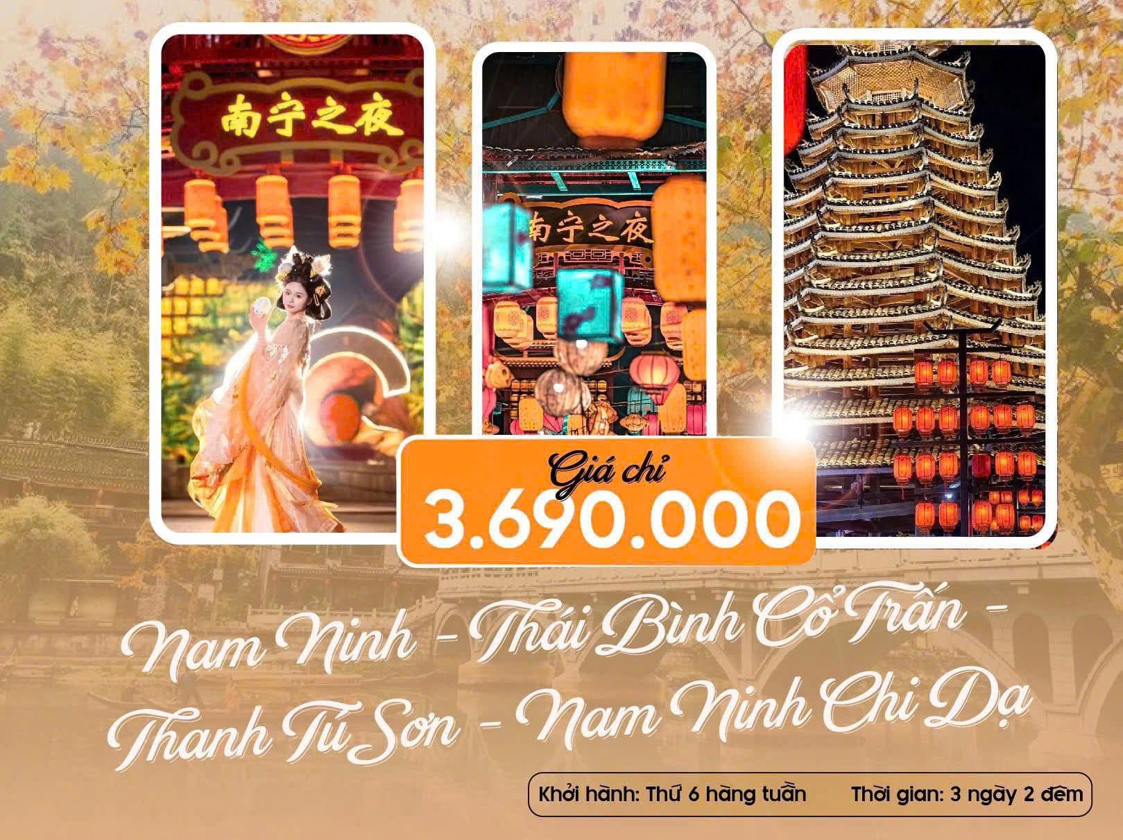 Tour Hà Nội - Nam Ninh – Thanh Tú Sơn – Thái Bình Cổ Trấn 3N2Đ [No Shopping]